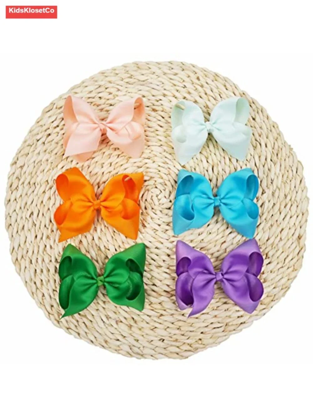 40 Pairs 6 Inch Grosgrain Ribbon Hair Bows Alligator Clips for Girls